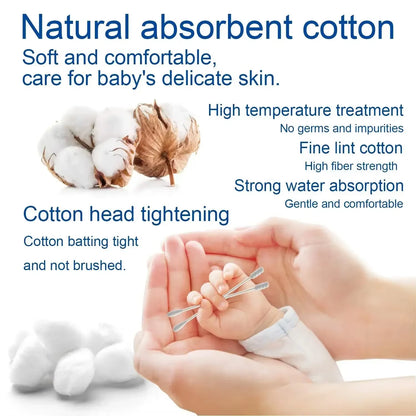 100Pcs per Pack, 5 Packs, Double - Ended Cotton Swabs, Baby Cotton Swabs, Ear Cleaning Sticks, Healthy Cleaning Tools - Nova Threads