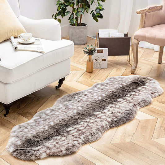 Faux Fur Rug, Fluffy Soft Faux Deer Fur Area Rugs for Bedroom Livingroom Kids Room Decor, Shaggy Fur Rugs Anti - Skid, Dark Coffee, 2 X 6 Feet - Nova Threads
