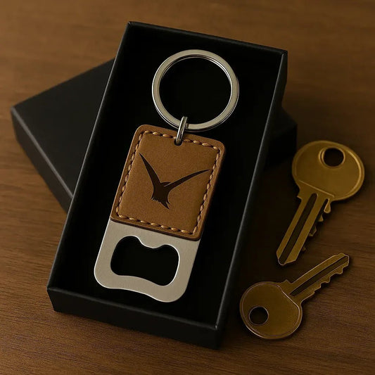 Leather Keychain with Bottle Opener Customize Laser Engraving - Nova Threads
