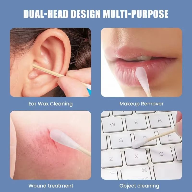 100Pcs per Pack, 5 Packs, Double - Ended Cotton Swabs, Baby Cotton Swabs, Ear Cleaning Sticks, Healthy Cleaning Tools - Nova Threads