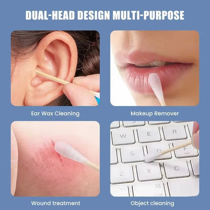 100Pcs per Pack, 5 Packs, Double - Ended Cotton Swabs, Baby Cotton Swabs, Ear Cleaning Sticks, Healthy Cleaning Tools - Nova Threads