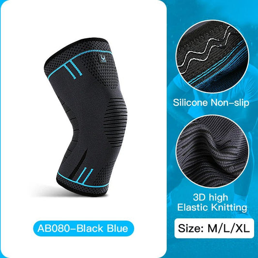 1 Pcs Compression Knee Support Sleeve Elastic Breathable Knee Pads Brace Springs Gym Sports Protector Basketball Volleyball Run - Nova Threads
